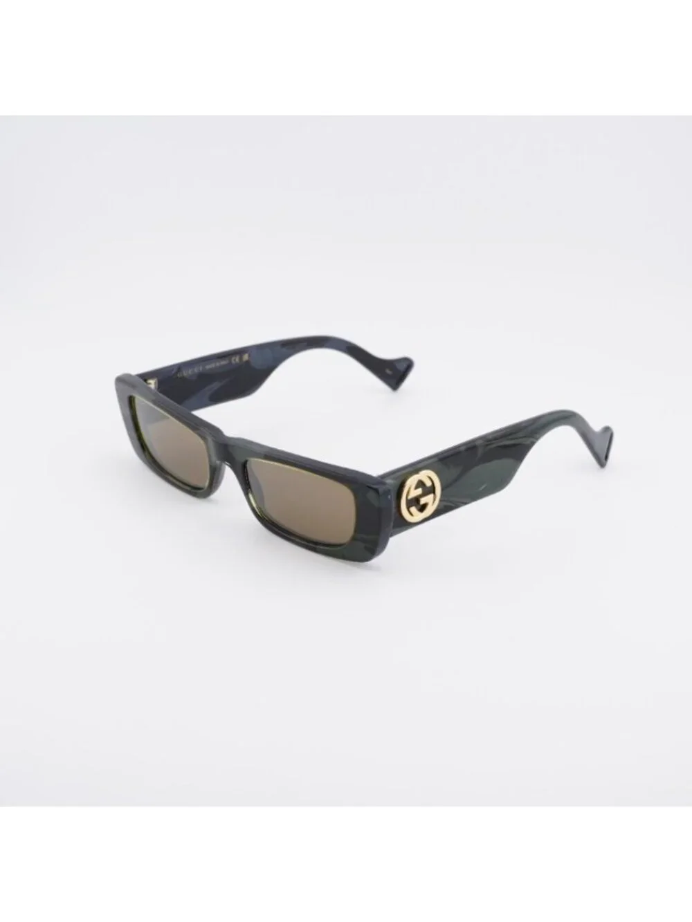 Gucci GG0516S 014 Sunglasses Military Green and Black Havana Rectangle Frame